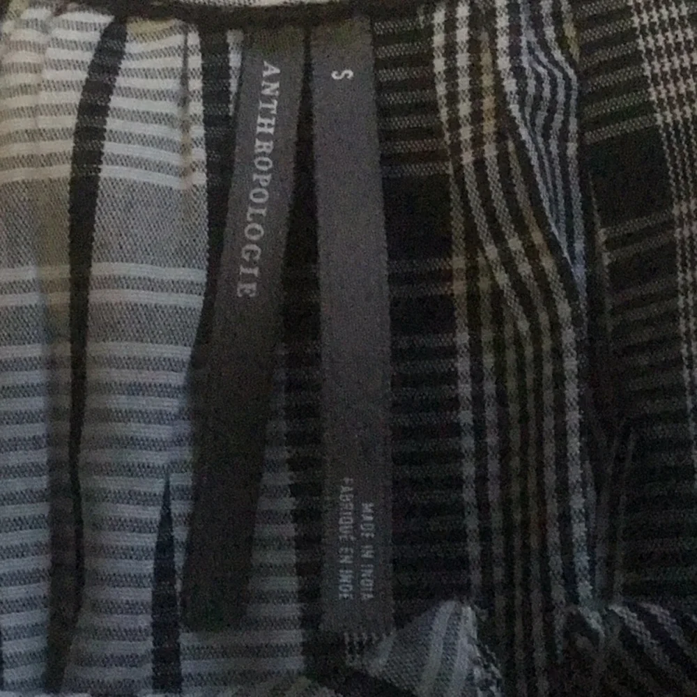 Anthropologie Black White Plaid Tiered Mini Dress - Picture 2 of 4